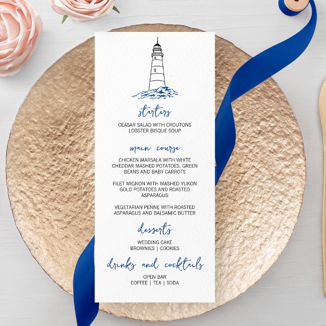 Menu de Casamento de Farol Minimalista (Criador carregado)