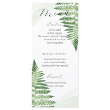 Menu de Casamento de Fern Verde Minimalista