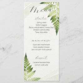 Menu de Casamento de Fern Verde Minimalista