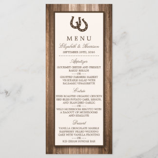 Menu de Casamento de Ferradura Rústica do País e M