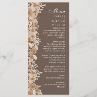 Menu de casamento de flor selvagem de boho de verã