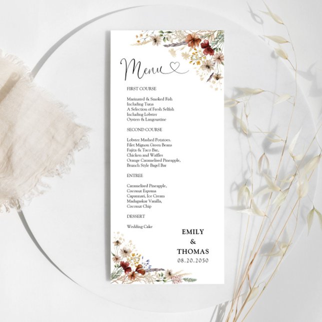 Menu de Casamento de Flor Selvagem Minúscula (Criador carregado)