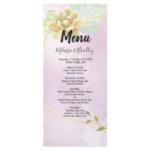 Menu de Casamento de Floral Chic Púrpura de Água