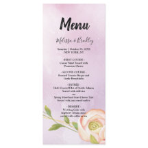 Menu de Casamento de Floral Chic Púrpura de Água