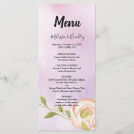 Menu de Casamento de Floral Chic Púrpura de Água