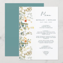 Menu de Casamento de Flores Selvagem Elegante