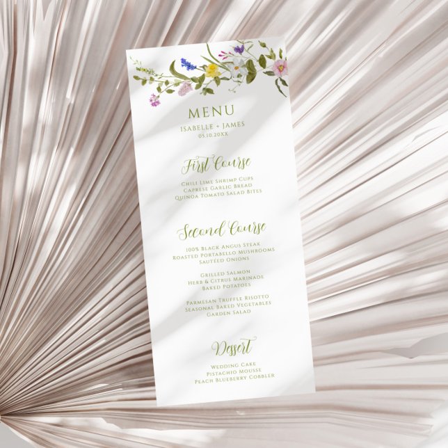 Menu de Casamento de Flores Selvagens do Jardim Wh (Criador carregado)