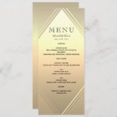 Menu de casamento moderno de luxo de folha de ouro