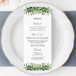 Menu de Casamento de Folhagem Botânica Elegante Gr