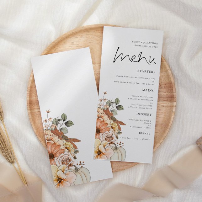 Menu de Casamento de Folhagem de Bombas Florais do (Criador carregado)