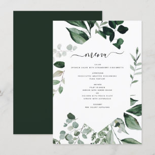 Menu de Casamento de Folhagem de Folhagem de Verde