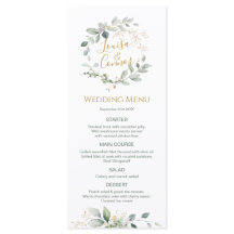 Menu de Casamento de Folhagem de Moldura de Aquare