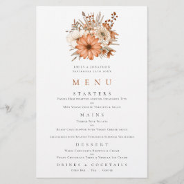 Menu de Casamento de Folhagem de outono de Orçamen
