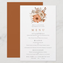 Menu de Casamento de Folhagem de outono de Orçamen