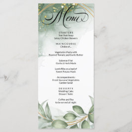 Menu de Casamento de Folhagem de Quadro Dourado Ve