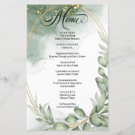 Menu de Casamento de Folhagem de Quadro Dourado Ve