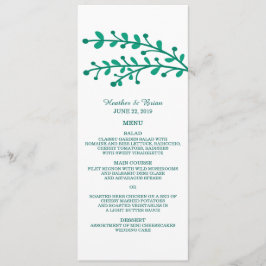 Menu de Casamento de Folhagem Simples Verde