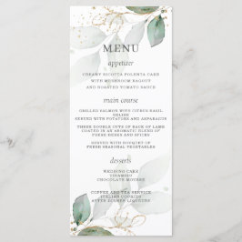 Menu de Casamento de Folhas Douradas Rustic Greene
