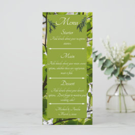 Menu de Casamento de Folhas Verdes