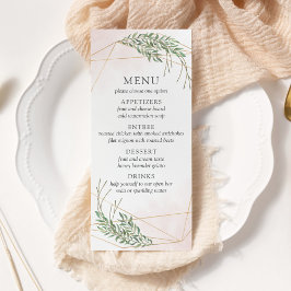 Menu de Casamento de Folhas Verdes e Blush