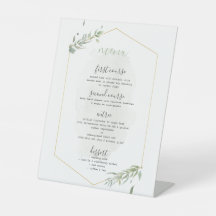Menu de Casamento de Frame Verde e Dourado