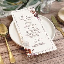 Menu de Casamento de Fronteira Desenhada de Anêmon