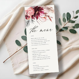 Menu de Casamento de Grass de Pampas Florais Blush