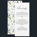Menu de casamento de guião botânica moderna verde<br><div class="desc">Moderno e monocromático cardápio de decoração floral e botânica. Com belos textos de roteiro e verde-sábio,  cinzas e detalhes de coloração d'água da folhagem branca. Esta coleção de casamento moderna é certamente o estilo para o seu grande dia.</div>