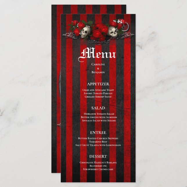 Menu de Casamento de Halloween Elegante (Frente/Verso)