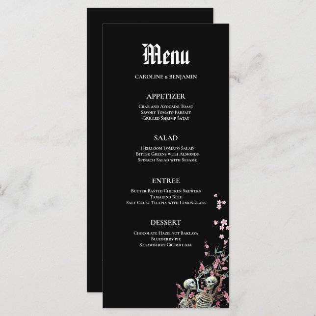 Menu de Casamento de Halloween Elegante (Frente/Verso)