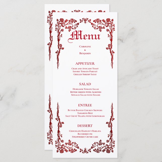Menu de Casamento de Halloween Elegante (Frente/Verso)