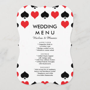 Menu de Casamento de Hearts Spades Casino