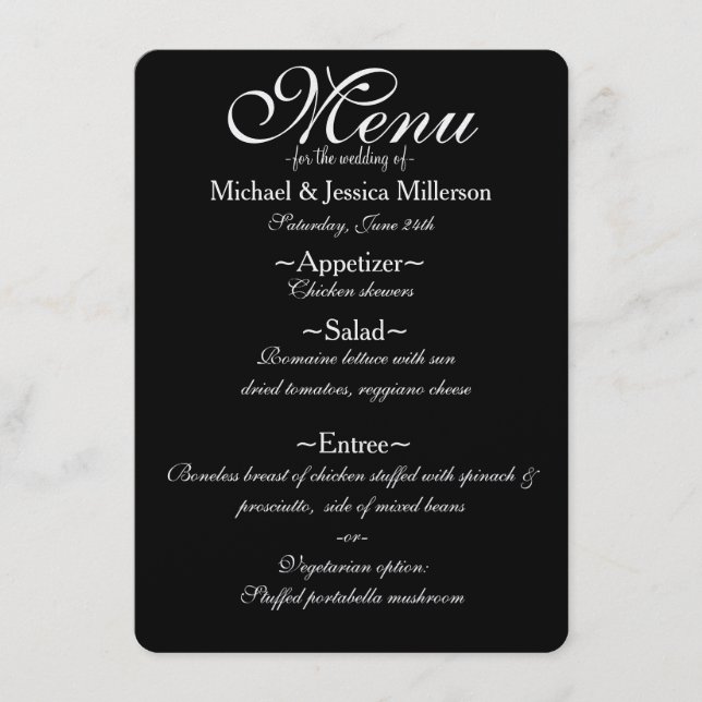 Menu de Casamento de Impressão de Zebra Dourada e  (Frente)