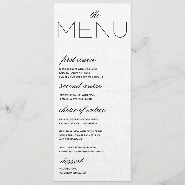 Menu de Casamento de Iniciais Elegantes (Frente)