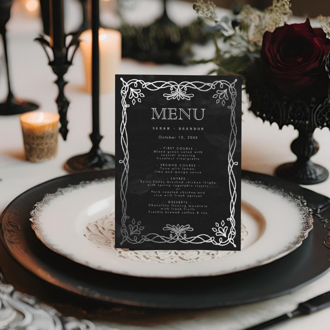 Menu de Casamento de Ivy Silver Medieval Gótica (Criador carregado)