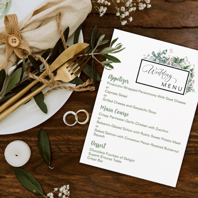Menu de Casamento de Jardim 4,5" x 6,25" (Criador carregado)