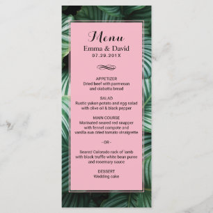 Menu de Casamento de Luau Moderno das Folhas Tropi