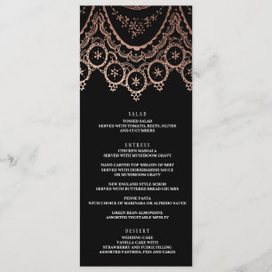 Menu de Casamento de Lugar Delicado rosa Dourado