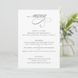 Menu de Casamento de Luxo com Caligrafia Elegante