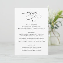 Menu de Casamento de Luxo para Caligrafia Elegante