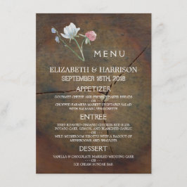 Menu de Casamento de Madeira de Oak de Flor Selvag