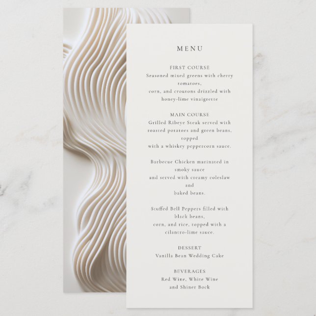 Menu de casamento de marfim esculpido (Frente/Verso)