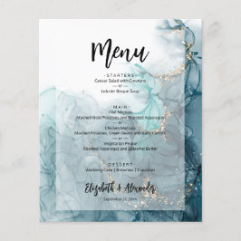 Menu de Casamento de Mármore Azul do Orçamento