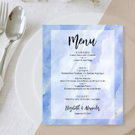 Menu de Casamento de Mármore Dourado Azul do Orçam