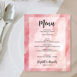 Menu de Casamento de Mármore Dourado Rosa de Orçam