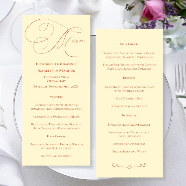 Menu de Casamento de Matizes Moles (Soft Sunset Hues Wedding Menu)