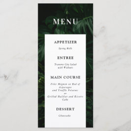 Menu de Casamento de Monstera Tropical Branca Negr