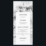 Menu de Casamento de Monstera Tropical Branca Negr<br><div class="desc">Menu de Casamento de Monstera Tropical Branca Negra inspirado em plantas tropicais modernas. Coleção de cheios https://www.zazzle.com/collections/moody_tropicals-119479855389279589</div>