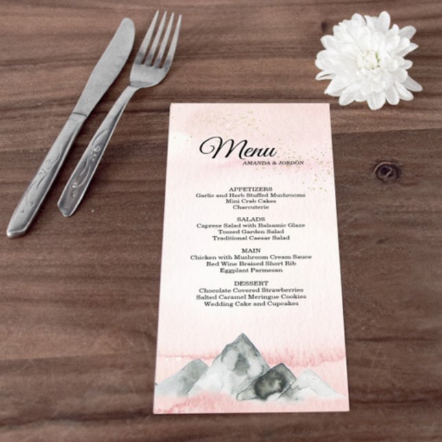Menu de Casamento de Montanha Pink Sunrise (Criador carregado)
