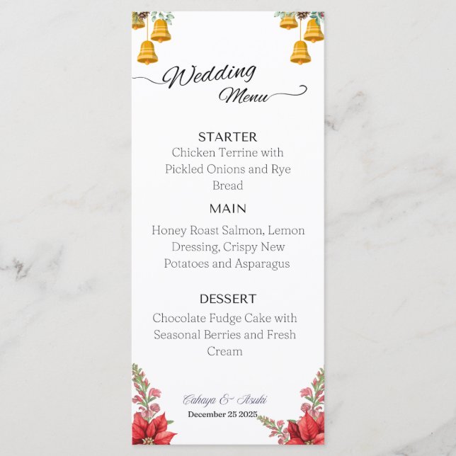 Menu de casamento de Natal personalizado (Frente)
